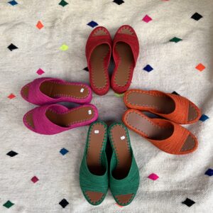 Womens Raffia Open Toe Slide Sandal Platform Wedge Heel Slip-On handmade in morocco